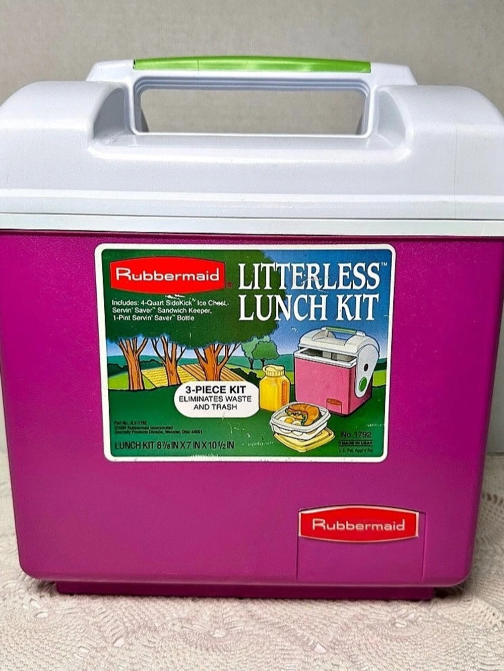 Vintage 90s Rubbermaid Retro Pink Girlie Lunch Box Cooler Kidcore Picnic 6PK NEW